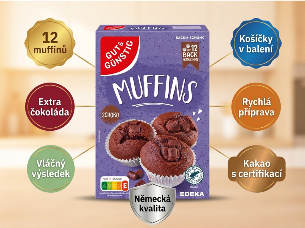 G&G Směs na pečení na čokoládové muffiny 350 g - infografika výhod