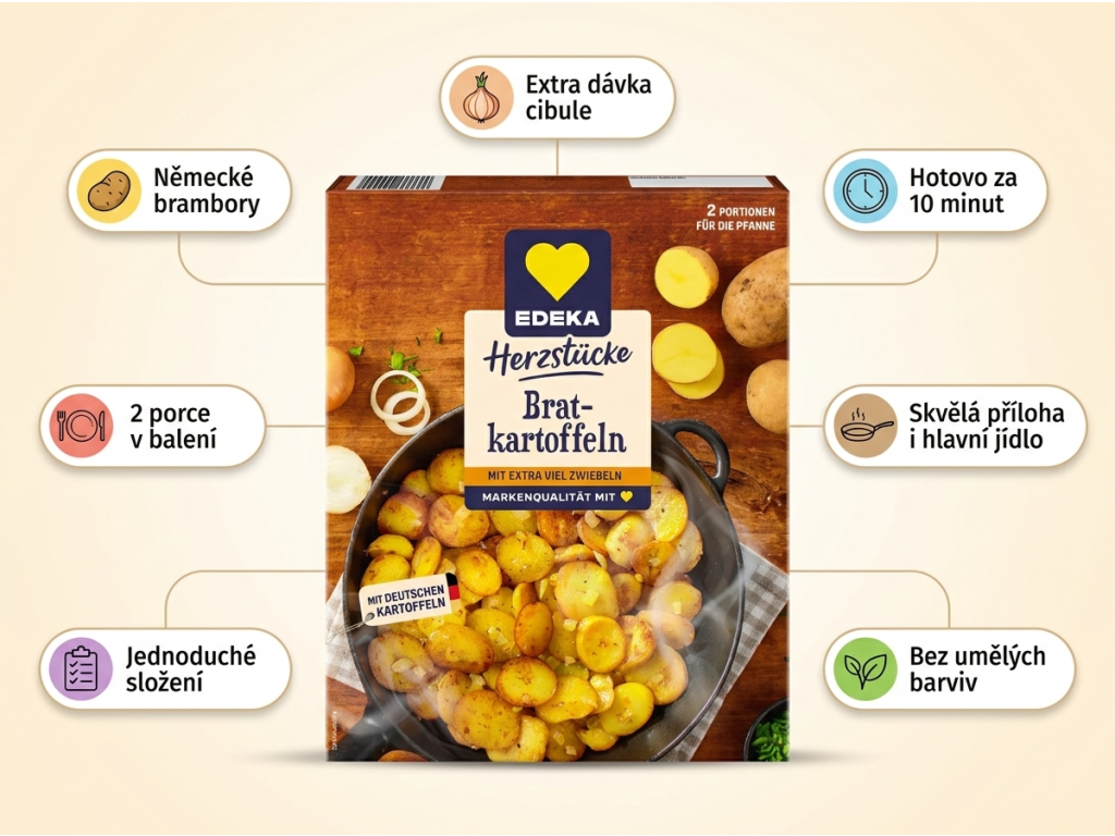 Edeka pečené brambory s cibulí 400 g - přehled výhod