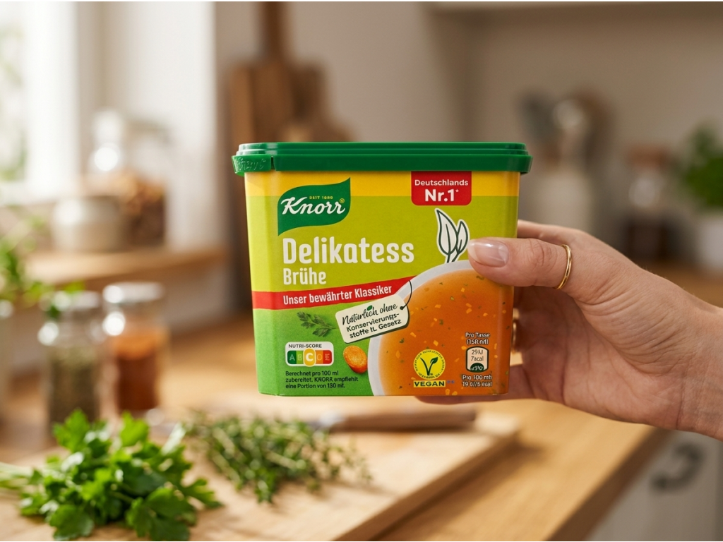 Knorr delikátní vývar pro 16 litrů v ruce v kuchyni