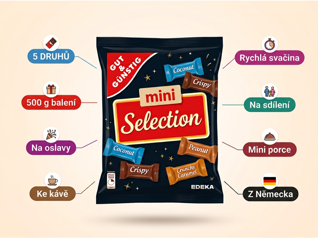 G&G mix mini čokoládových tyčinek 500 g - přehled výhod