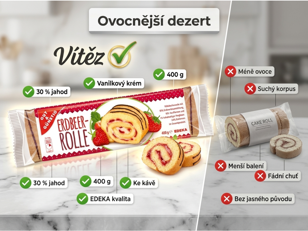 Srovnání G&G jahodové rolády