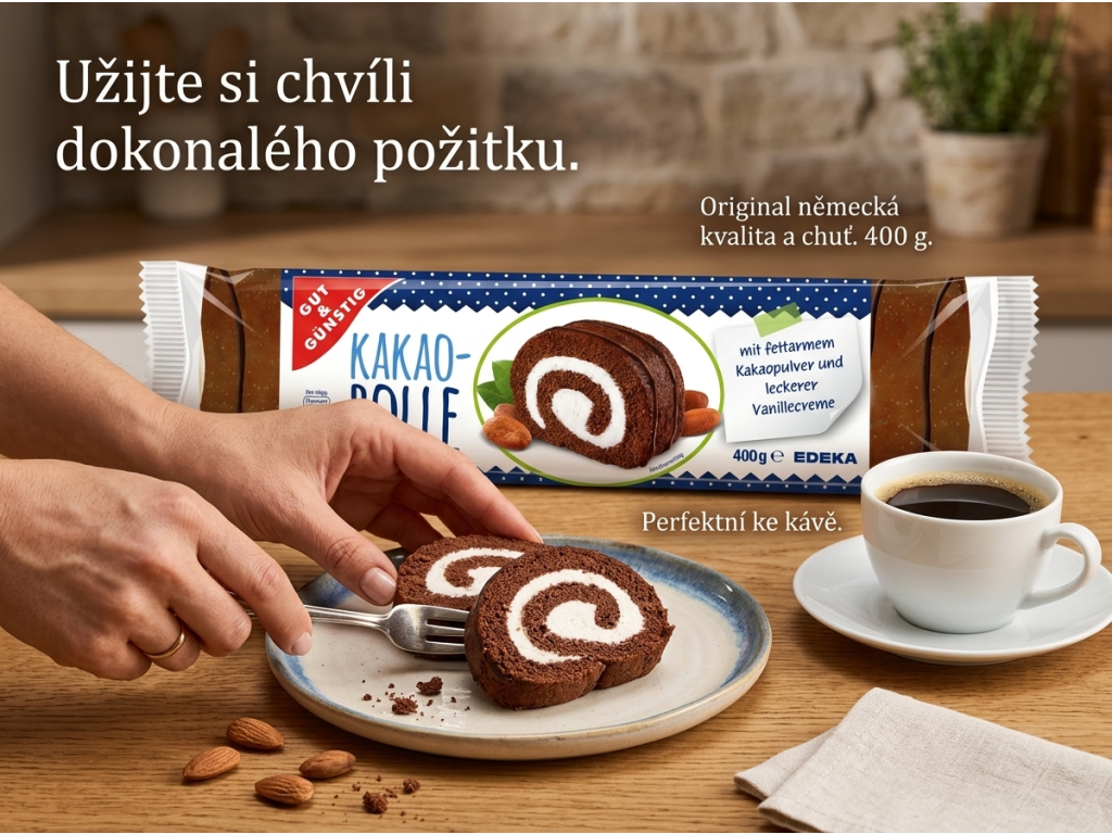 Servírování G&G kakaové rolády