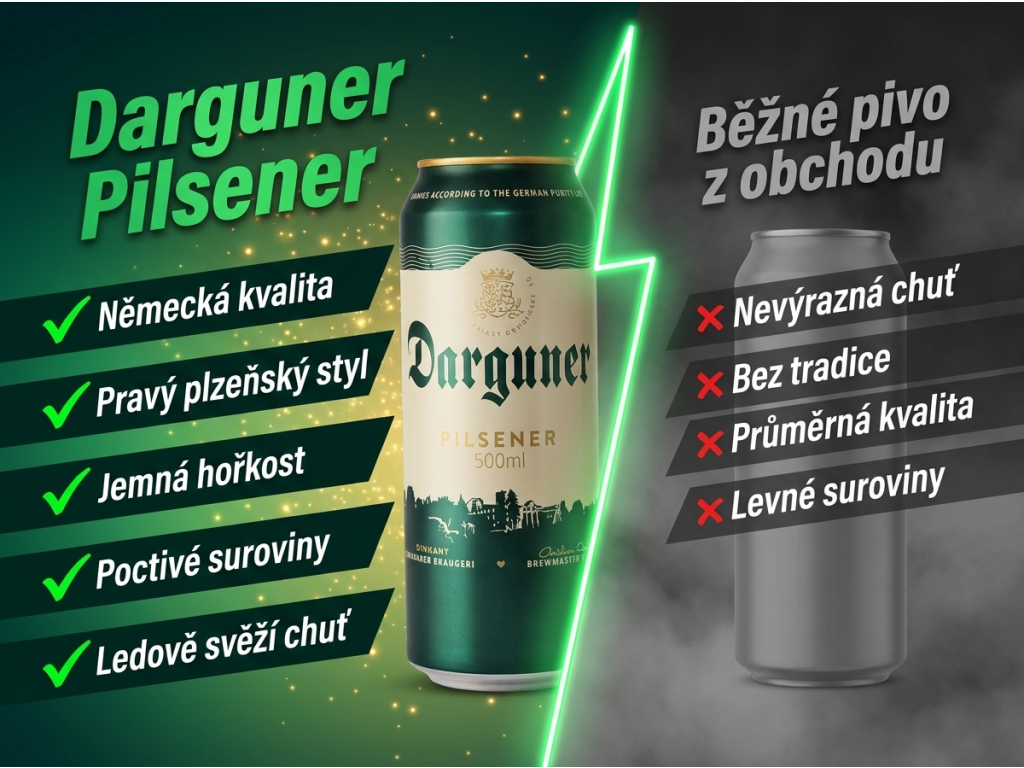 Srovnání Darguner Pilsner s běžným pivem