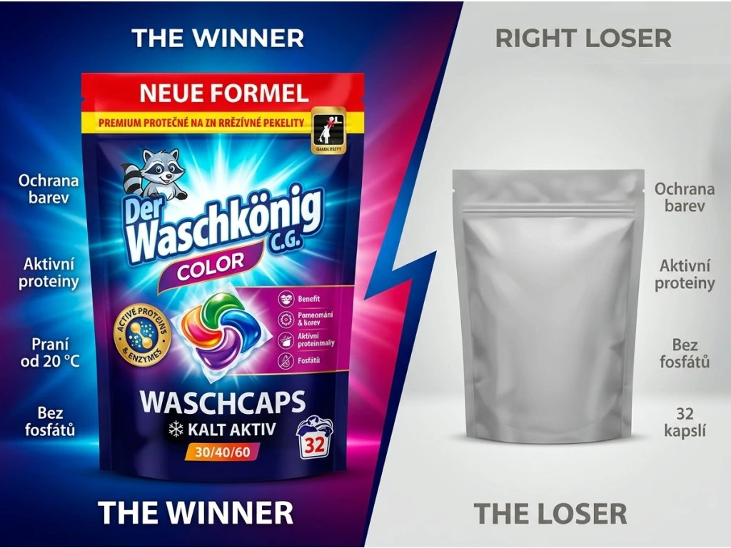 WaschKönig kapsle na praní Active Proteine 5v1 Color 32 ks - srovnání výhod