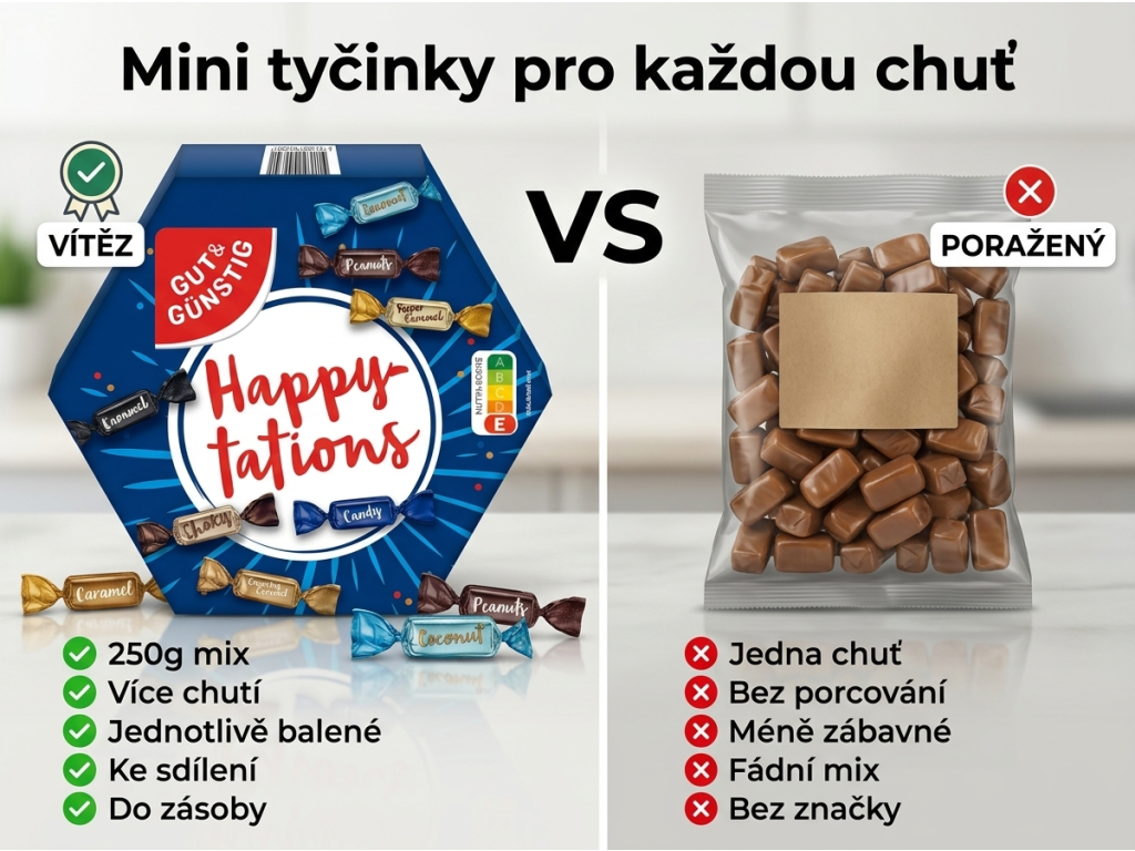 Srovnání G&G Happytations mini tyčinek