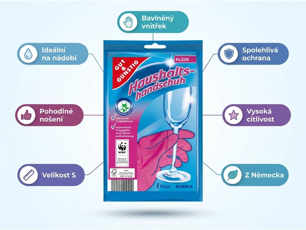 G&G gumové úklidové rukavice velikost S - přehled výhod