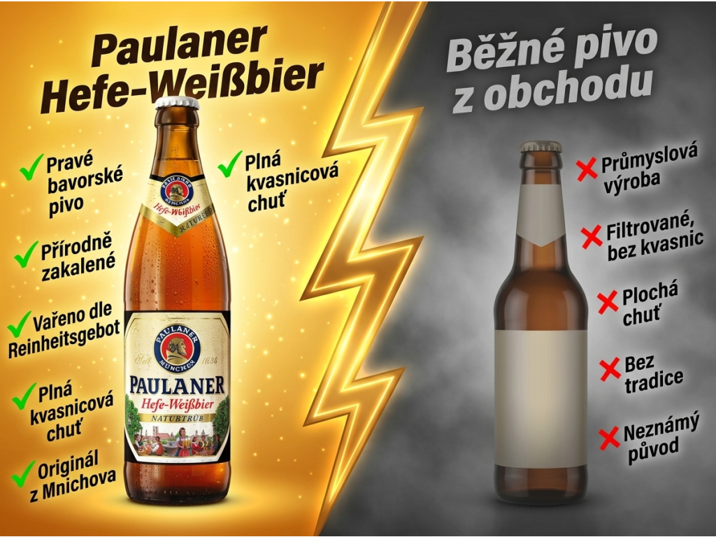 Srovnání Paulaner Hefe-Weißbier s běžným pivem