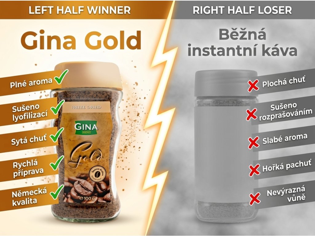 Srovnání Gina Instantní kávy Gold 200 g s běžnou kávou