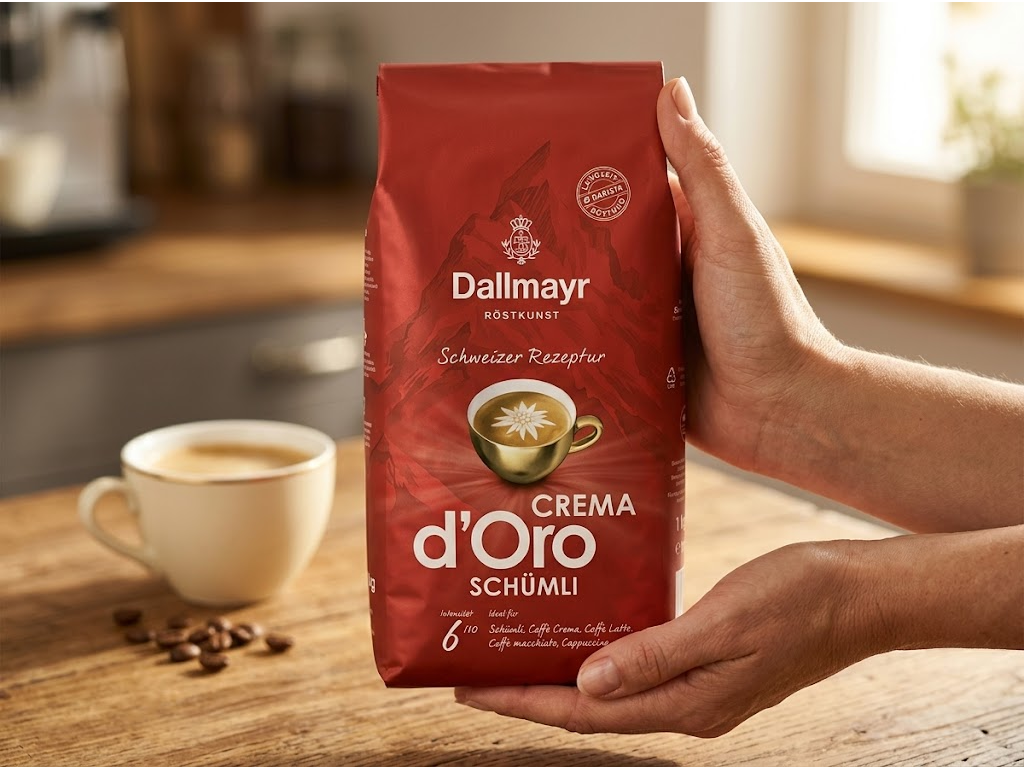 Dallmayr Crema d´Oro Schümli zrnková káva 1 kg - balení v ruce