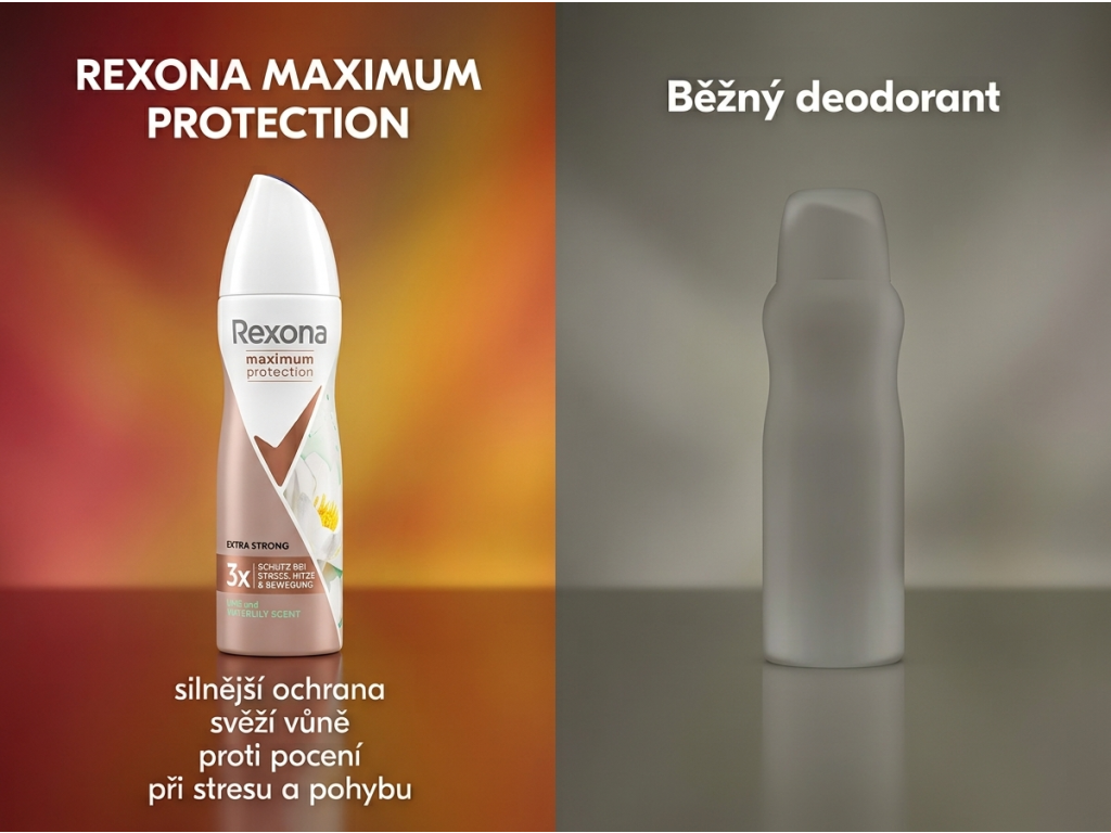 Srovnání Rexona Maximum Protection s běžným deodorantem