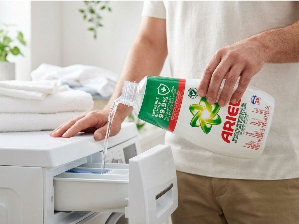 Ariel hygienická aviváž při použití u pračky