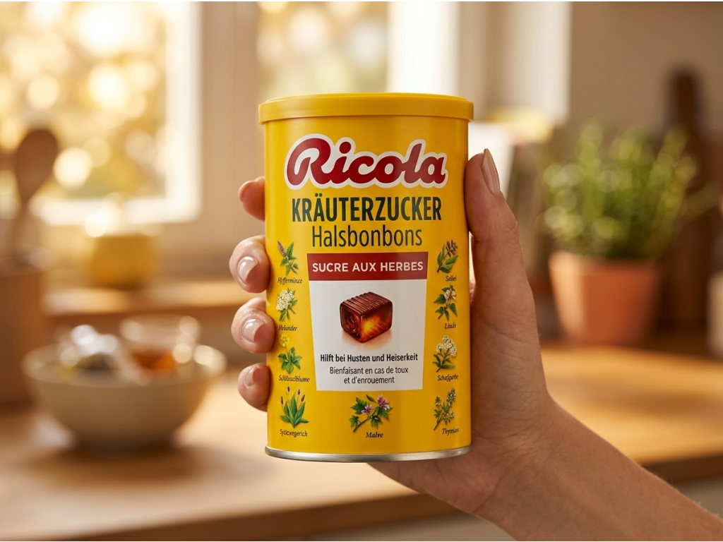 Ricola bylinné bonbóny Original v ruce