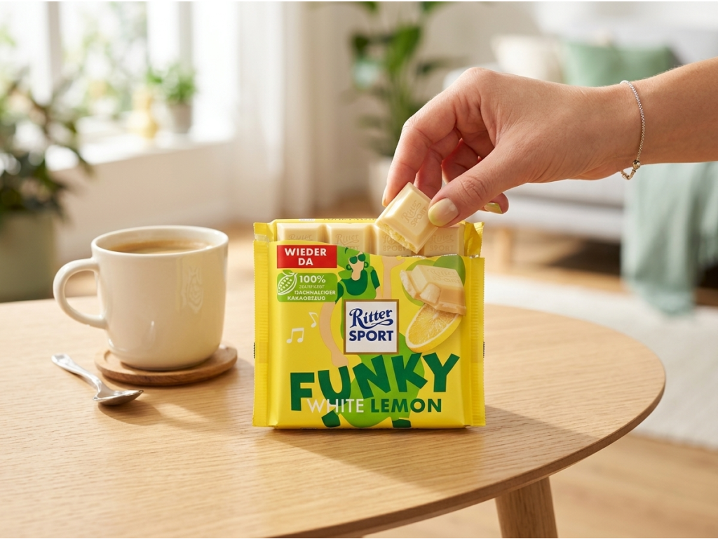 Ritter Sport Funky White Lemon při svěží pauze