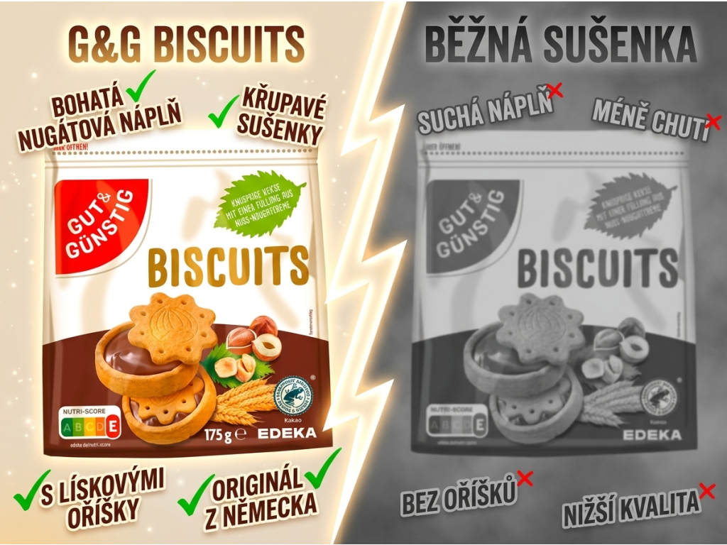 Srovnání G&G Biscuits s běžnými sušenkami