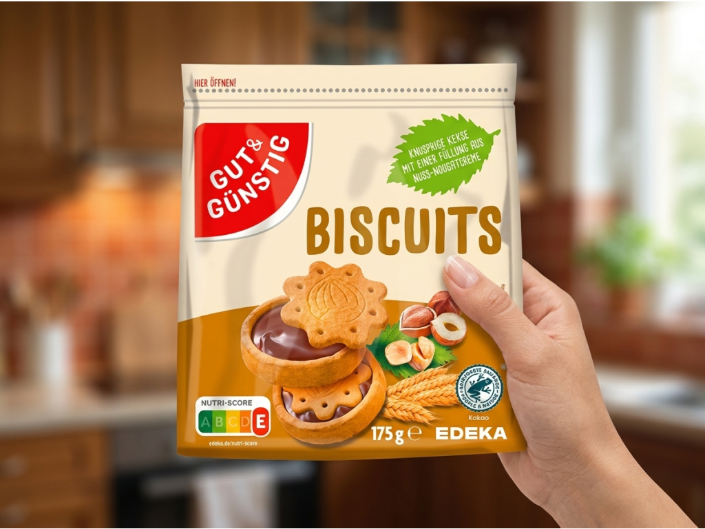 Balení G&G Biscuits sušenek v ruce