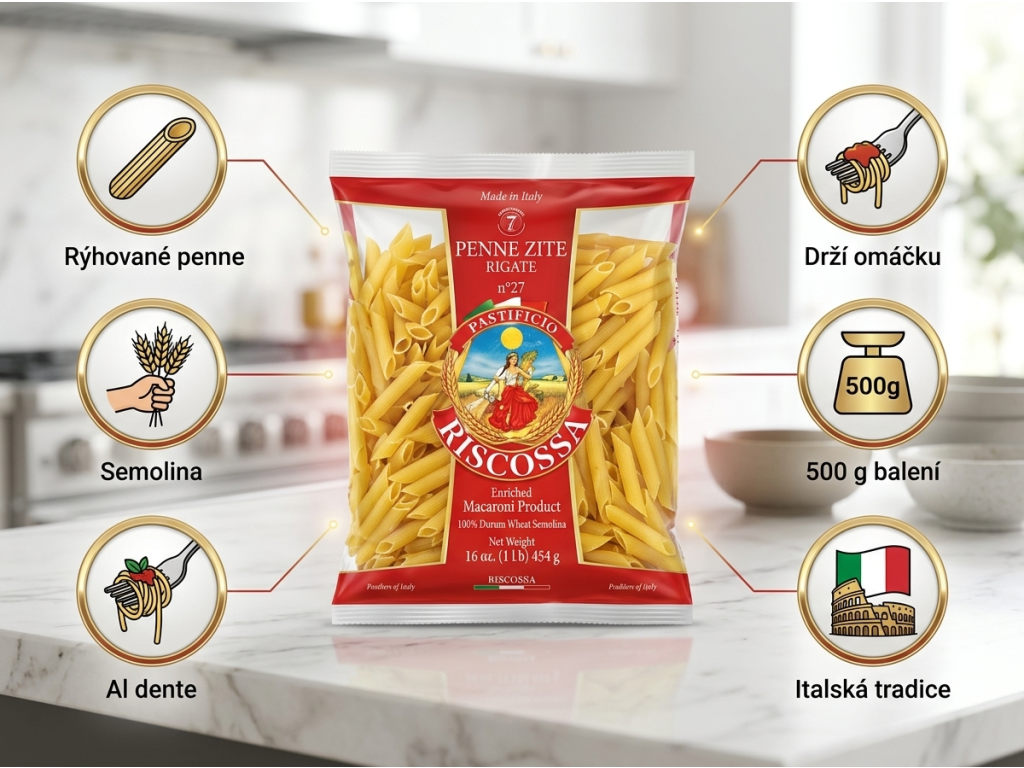 Riscossa Penne Zite Rigate - přehled výhod