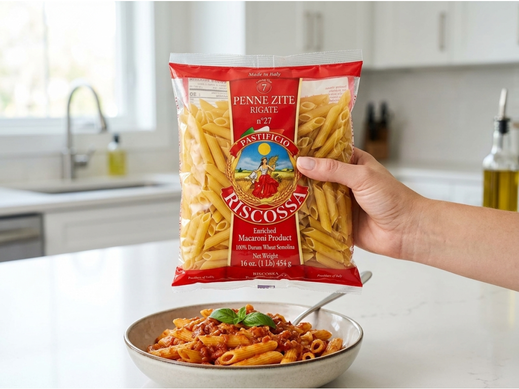 Balení Riscossa Penne Zite Rigate 500 g v ruce