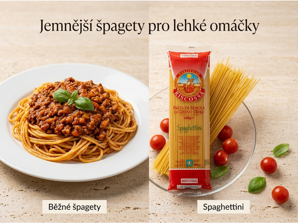 Srovnání Riscossa Spaghettini s běžnými špagetami