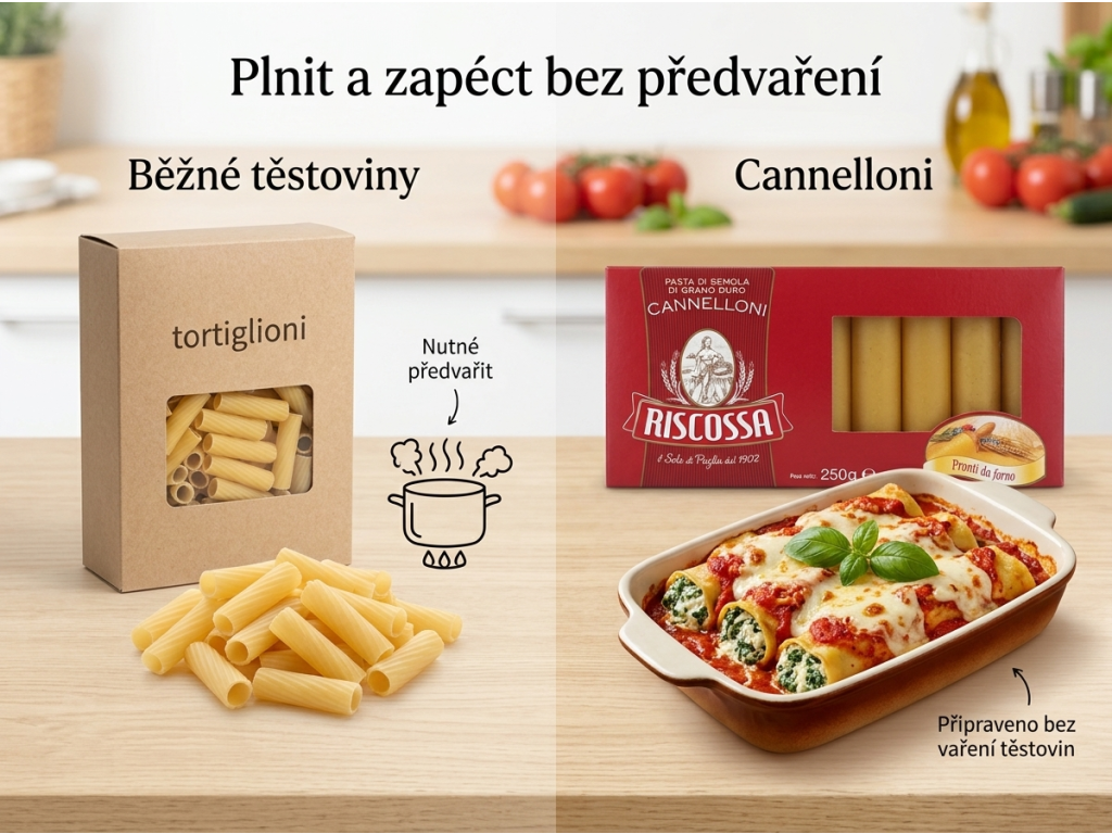 Srovnání Riscossa Cannelloni s běžnými těstovinami