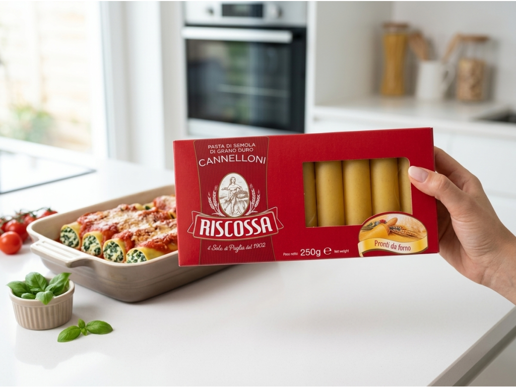 Balení Riscossa Cannelloni 250 g v ruce