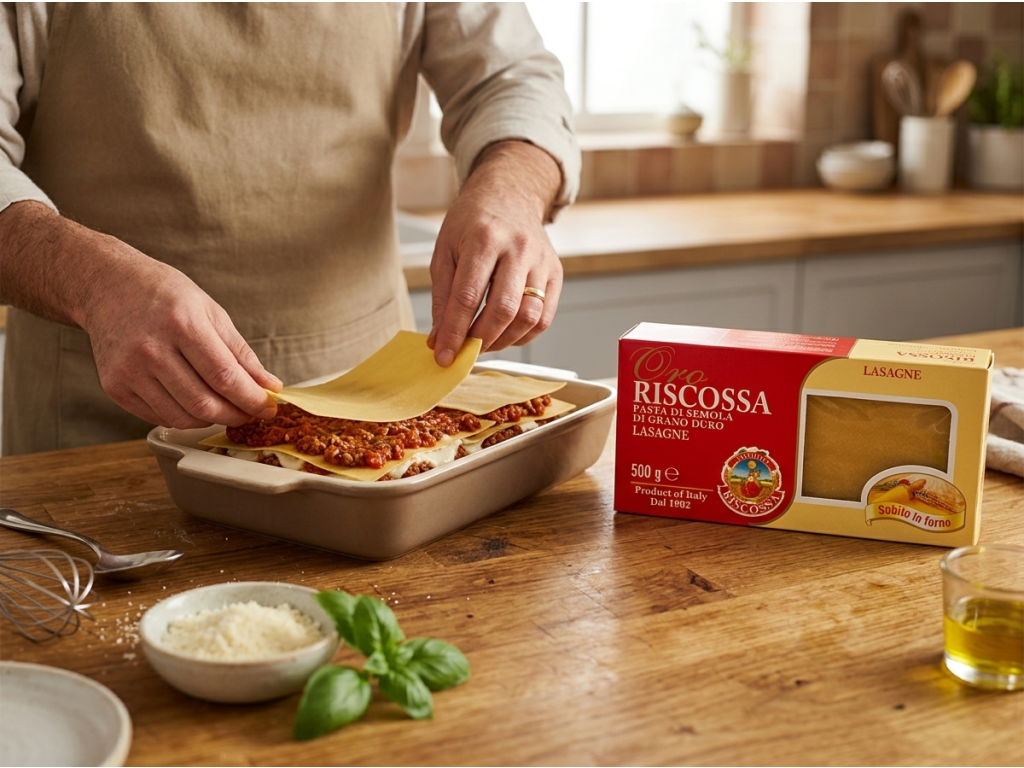 Riscossa Lasagne di semola při vrstvení lasagní
