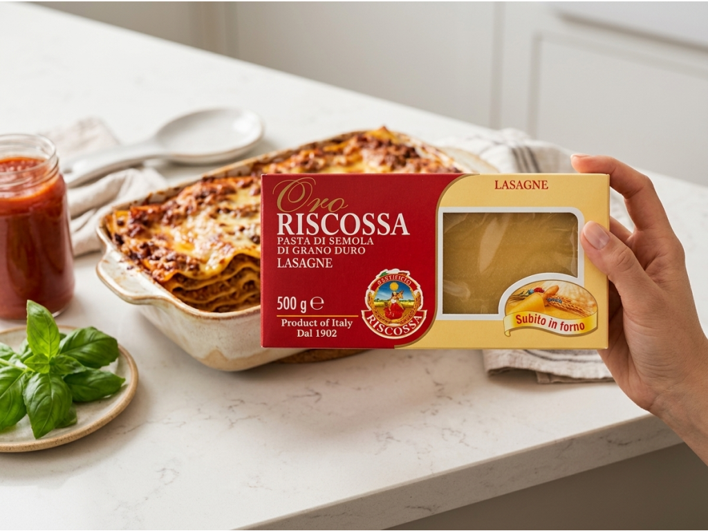 Riscossa Lasagne di semola balení v ruce
