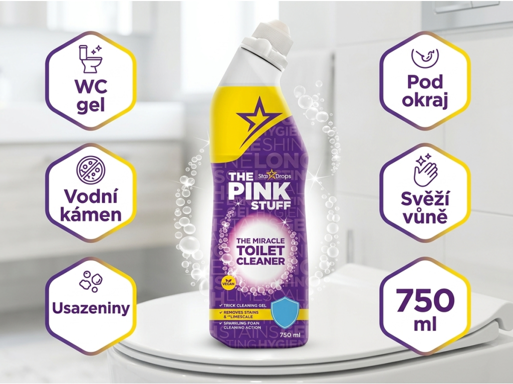 The Pink Stuff čistič WC - přehled výhod