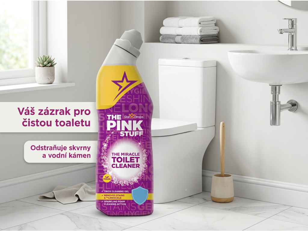 The Pink Stuff WC gel v čisté koupelně
