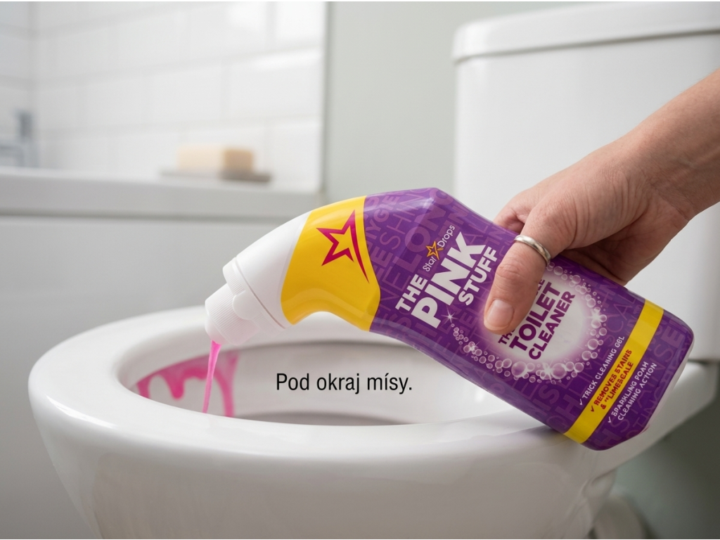 Použití The Pink Stuff WC gelu pod okraj mísy