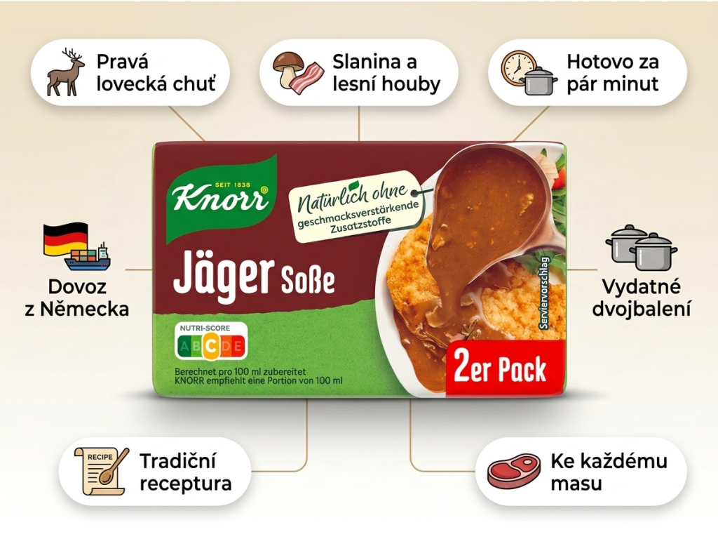 Knorr lovecká omáčka - hlavní výhody
