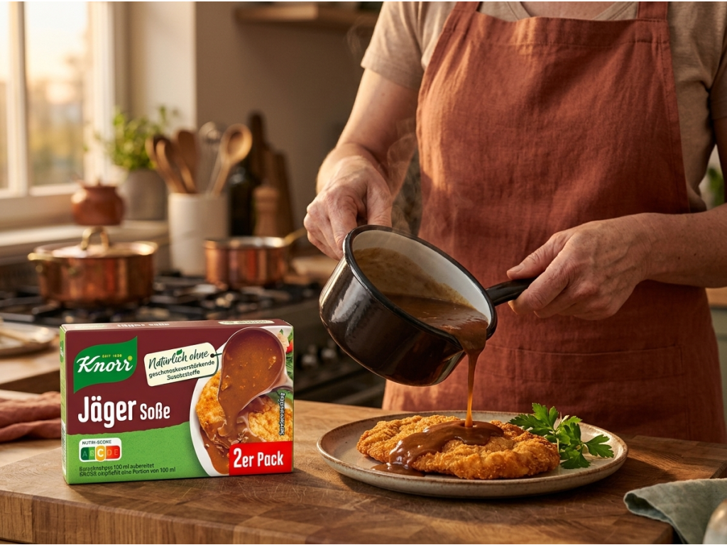 Příprava lovecké omáčky Knorr v kuchyni
