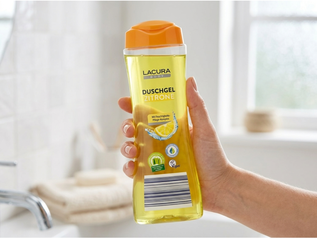 Lacura sprchový gel s vůní citronu 400 ml v ruce