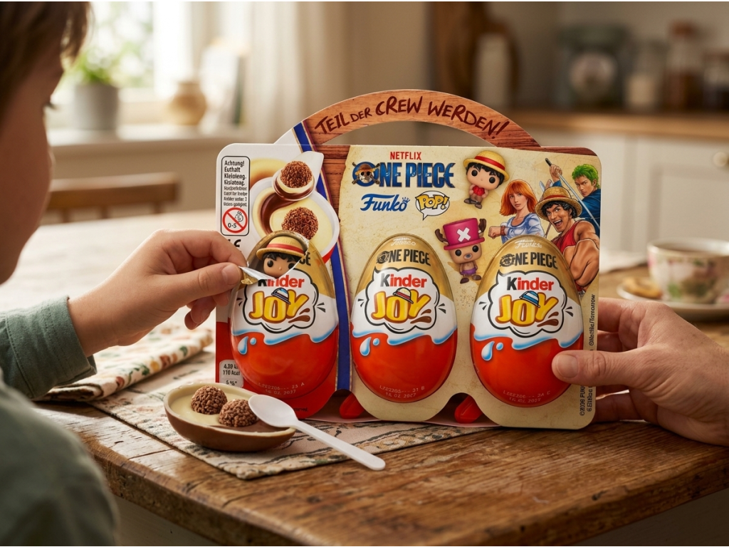 Rodinné otevírání Kinder Joy One Piece Funko Pop