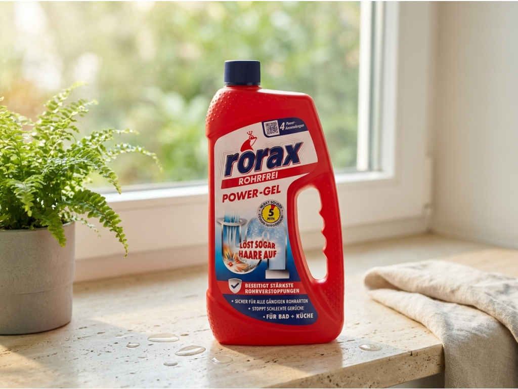 Rorax Power Gel čistič potrubí 1l - použití v koupelně