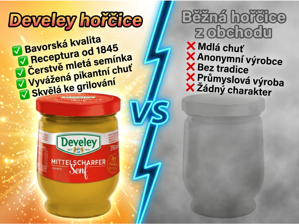 Develey hořčice vs běžná hořčice z obchodu