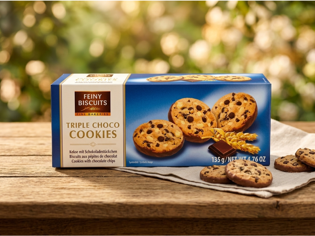 Feiny Biscuits Triple choko Cookies v přírodním prostředí