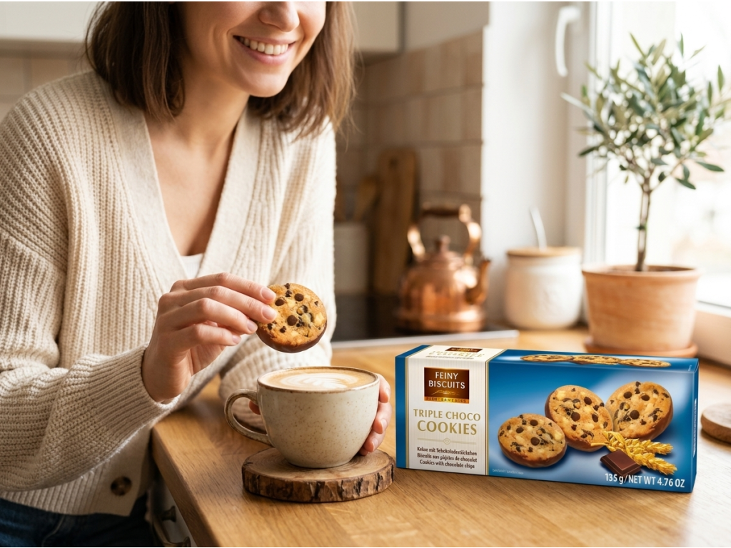 Vychutnávání sušenek Feiny Biscuits ke kávě