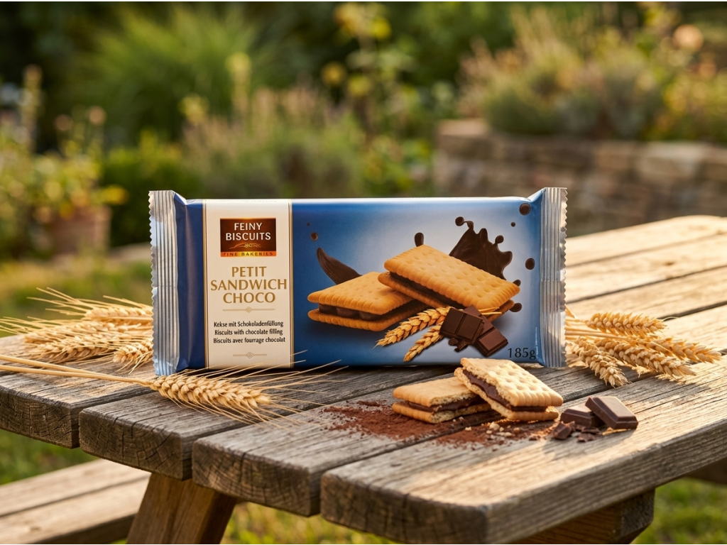Feiny Biscuits kakaové sušenky s čokoládovou náplní 185 g v přírodním prostředí