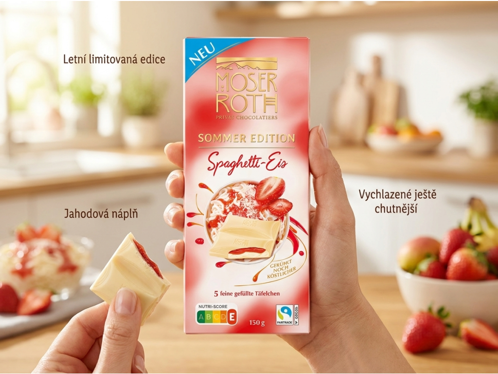 Moser Roth Sommer Edition Spaghetti Eis cokolada drzena v ruce