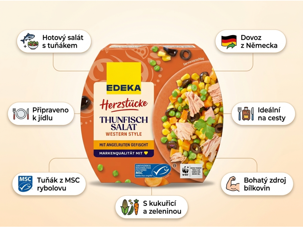 Edeka Tuňákový salát Western Style 160 g - infografika