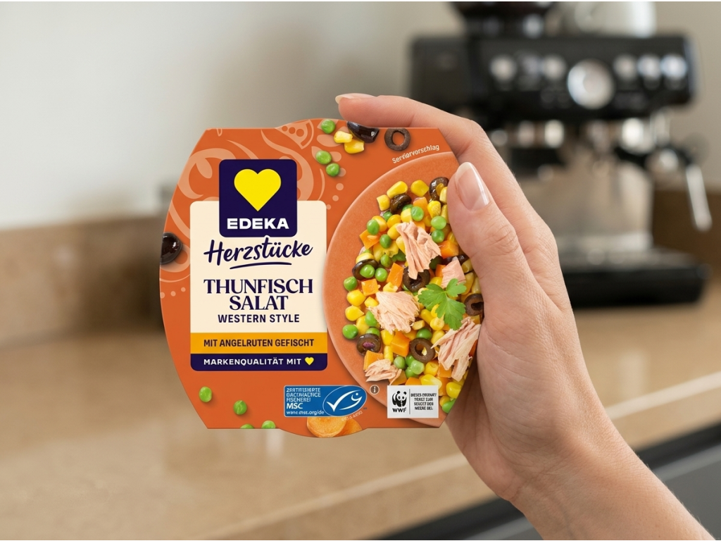 Edeka Tuňákový salát Western Style 160 g - v ruce