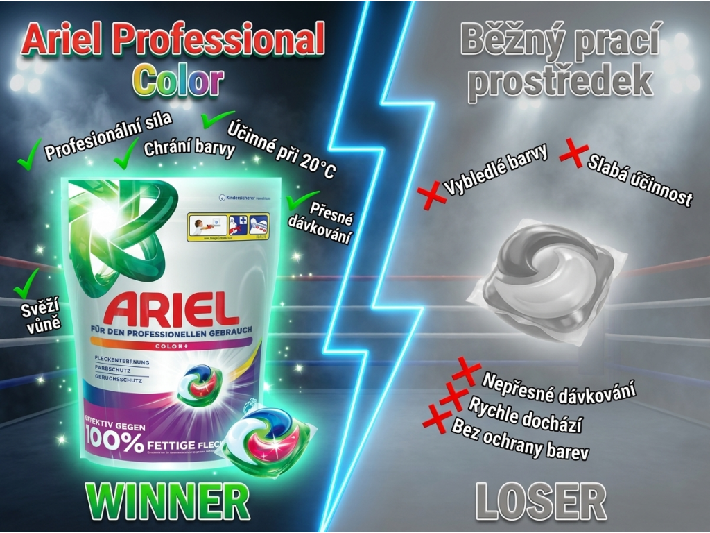Srovnání Ariel Professional kapslí s běžným prostředkem