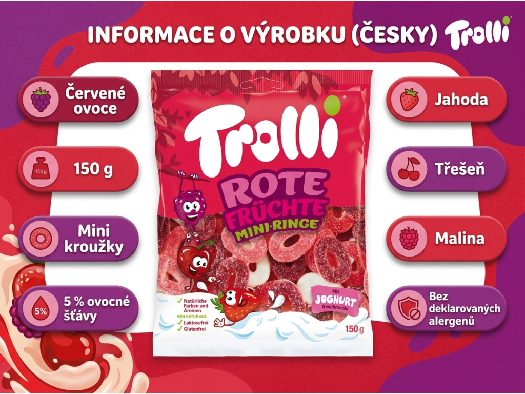 Trolli kroužky s červeným ovocem - přehled výhod