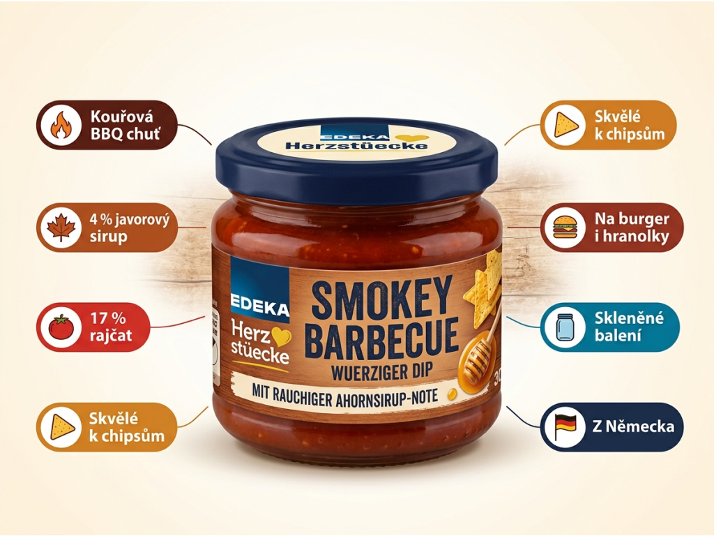 Edeka Dip Smokey Barbecue omáčka 245 ml - výhody barbecue dipu