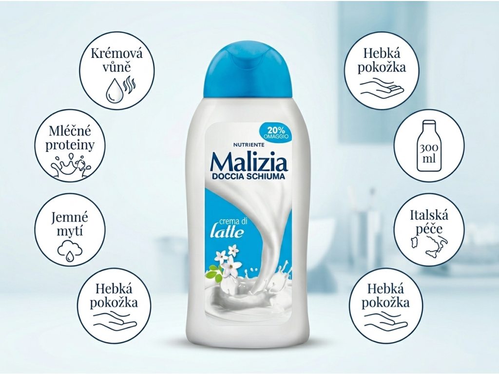 Malizia sprchový gel Crema di Latte - výhody