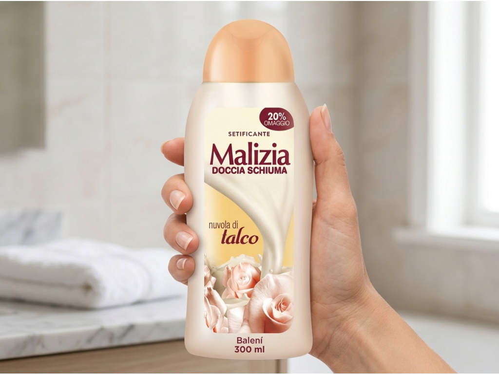 Malizia Talco balení v ruce