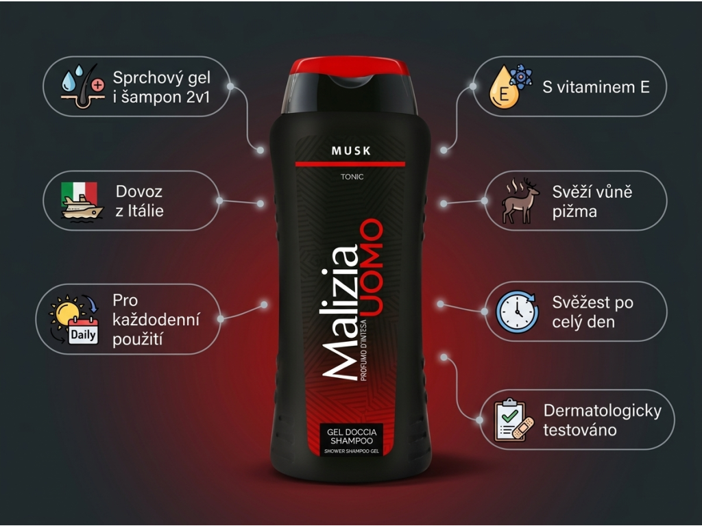 Malizia Uomo Musk Tonic sprchový gel