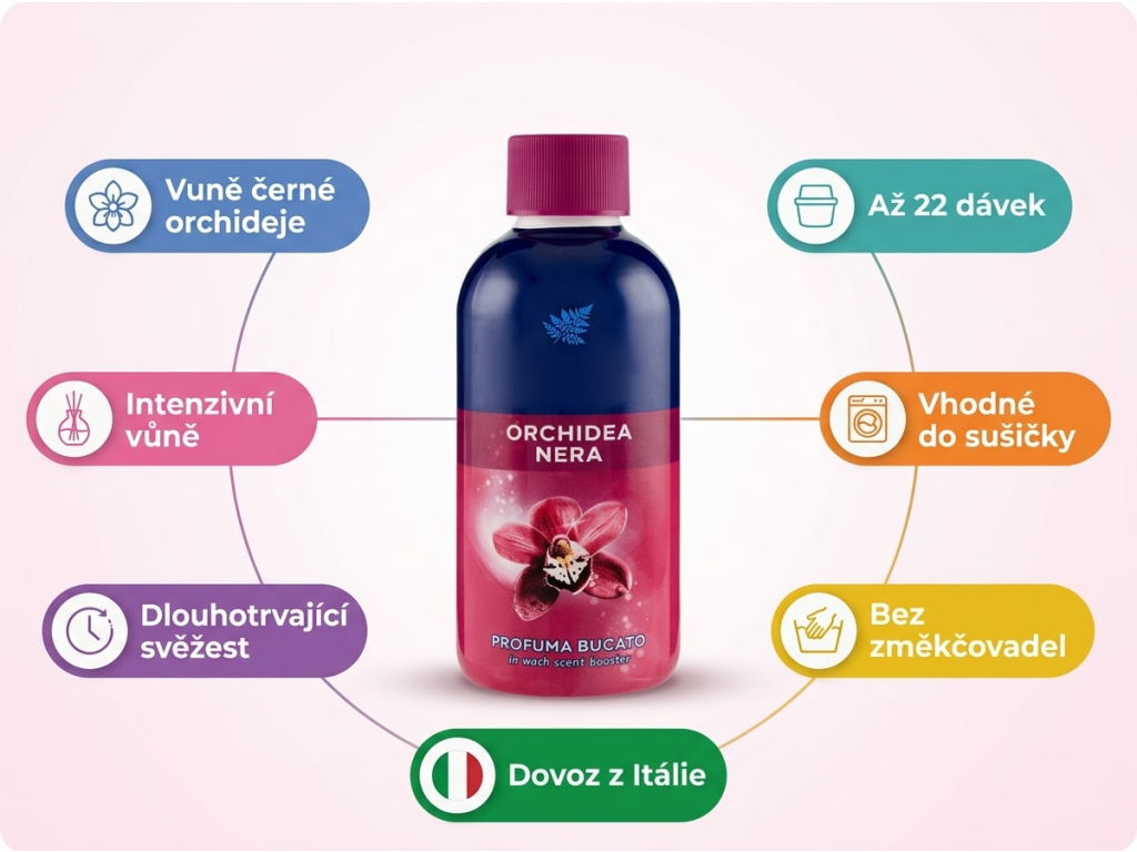 Felce Azzurra Orchidea Nera parfém na prádlo - přehled výhod