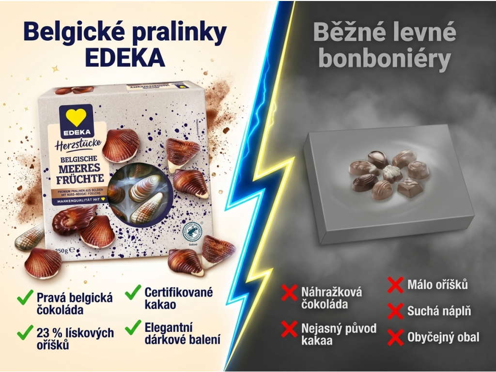Srovnání Edeka Mořských plodů s běžnou bonboniérou