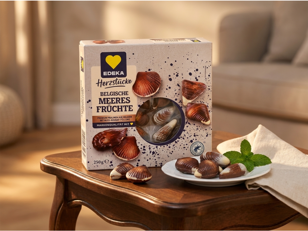 Edeka Mořské plody z pravé belgické čokolády v elegantním prostředí